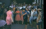 ACS61a Carrie Overton and Sharon McMullen getting down and boogying.  They are dressed up for girls' slave day.